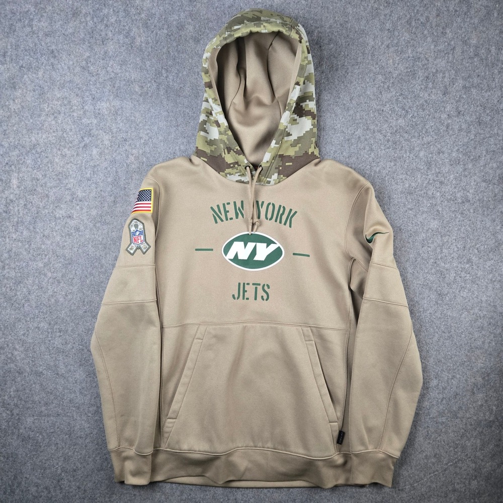 Nike New York Jets Hoodie Mens Medium Tan Salute To Service Camo NFL Pullover